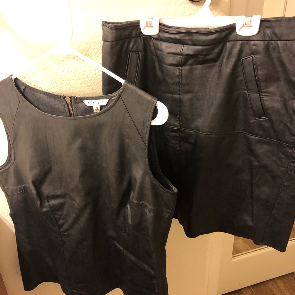 Faux leather top and skirt set
